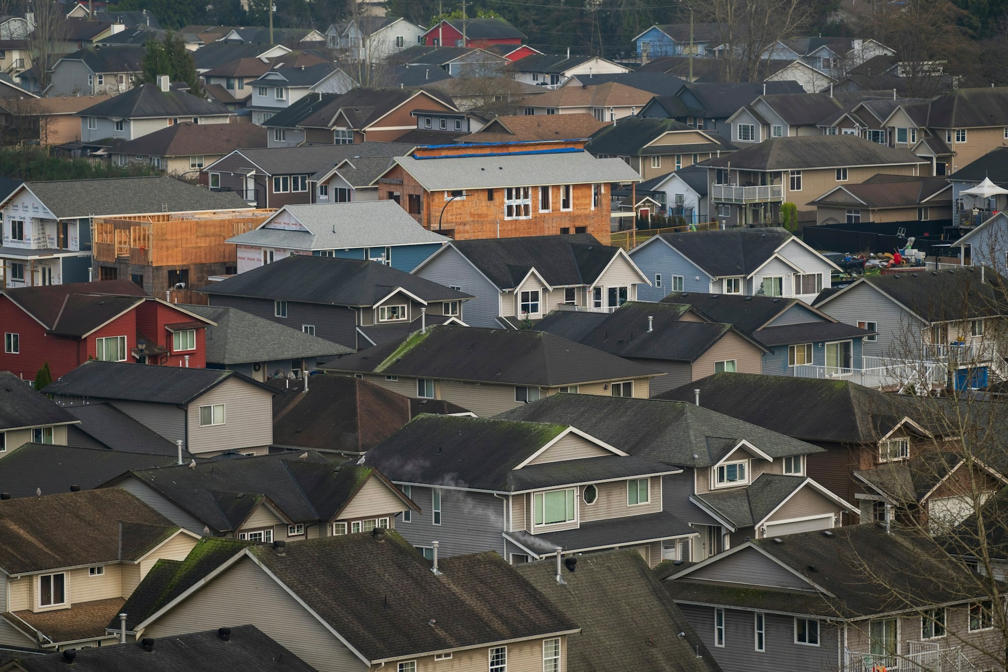 An elevated view over a residential neighborhood