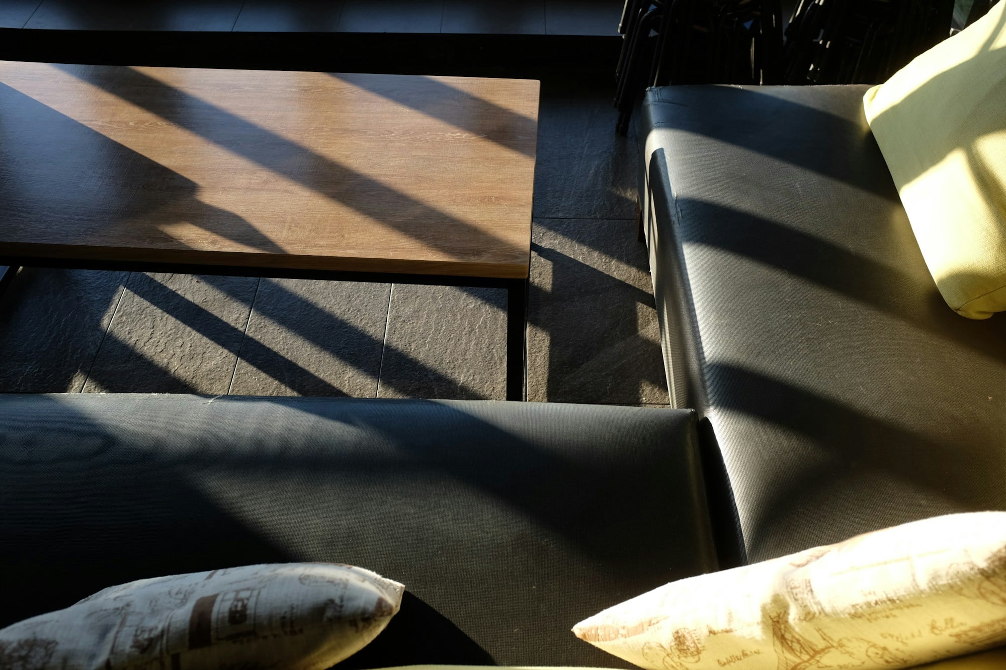 Sunlight falling across a modern living room